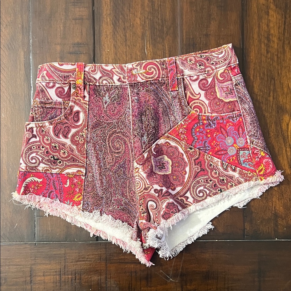 Etro Multicolor Paisley Jean Shorts